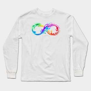 Infinity Symbol with Rainbow Paint Long Sleeve T-Shirt